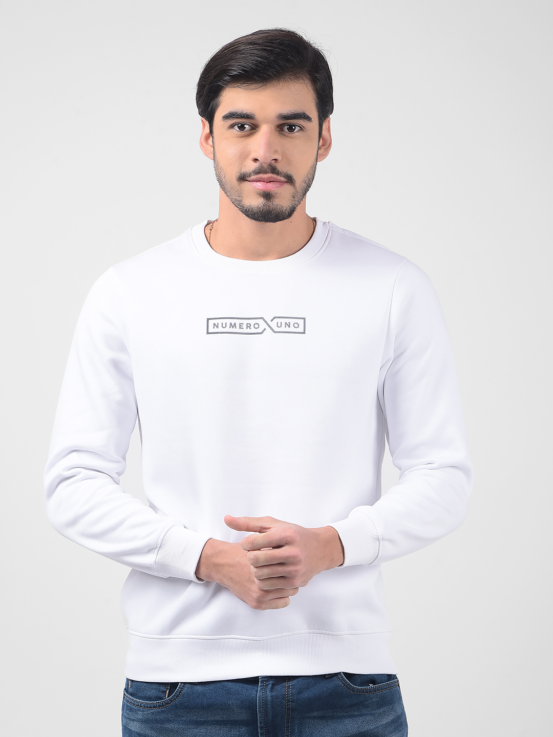Numero Uno Men Typography White Sweat Shirt